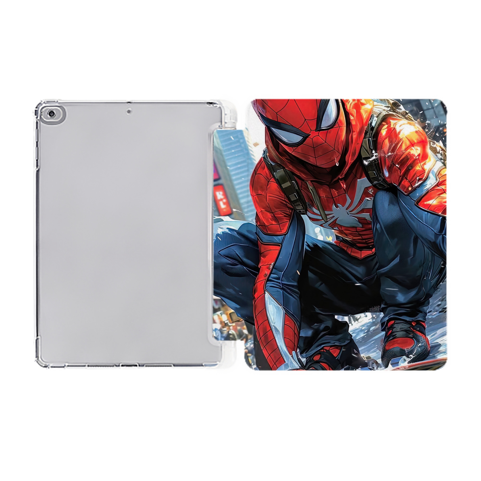 （画像用） Spider Man スパイダーマン IPad ケース ペン収納付き 三つ折りスタンド PUレザー×シリコン 対応機種9.5/10.5/10.9インチ